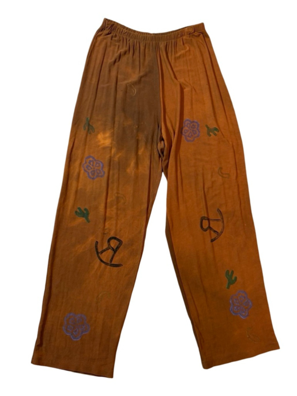 Vintage JG’s Mad Lab Abstract Western Art Pants Brown Boho Lagenlook USA